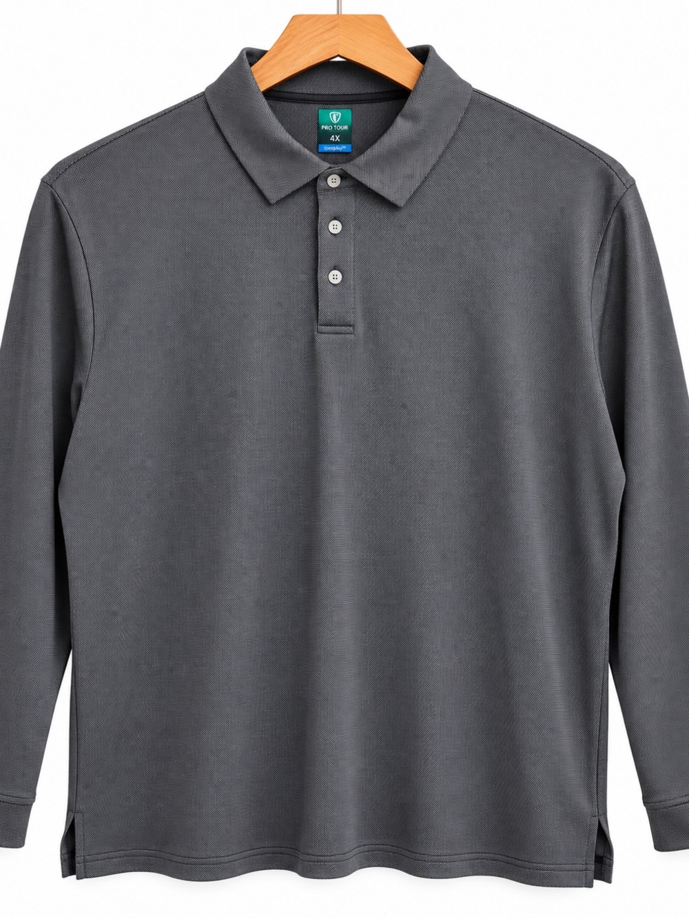 NWT Pro Tour Big & Tall 4X Gray Long Sleeve Performance Golf Polo - Picture 2 of 7